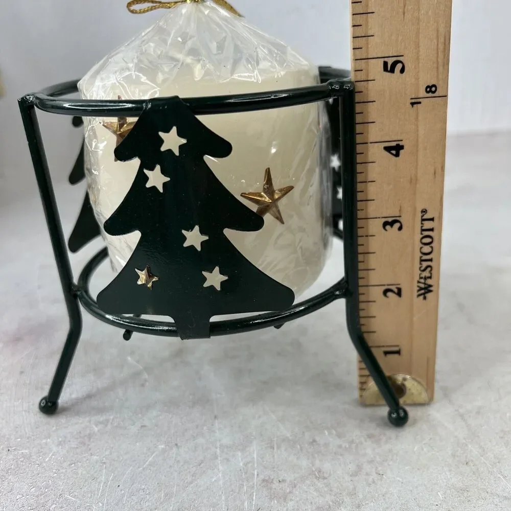Metal Christmas tree candle holder‎ With Candle Holiday Decor Country MCM